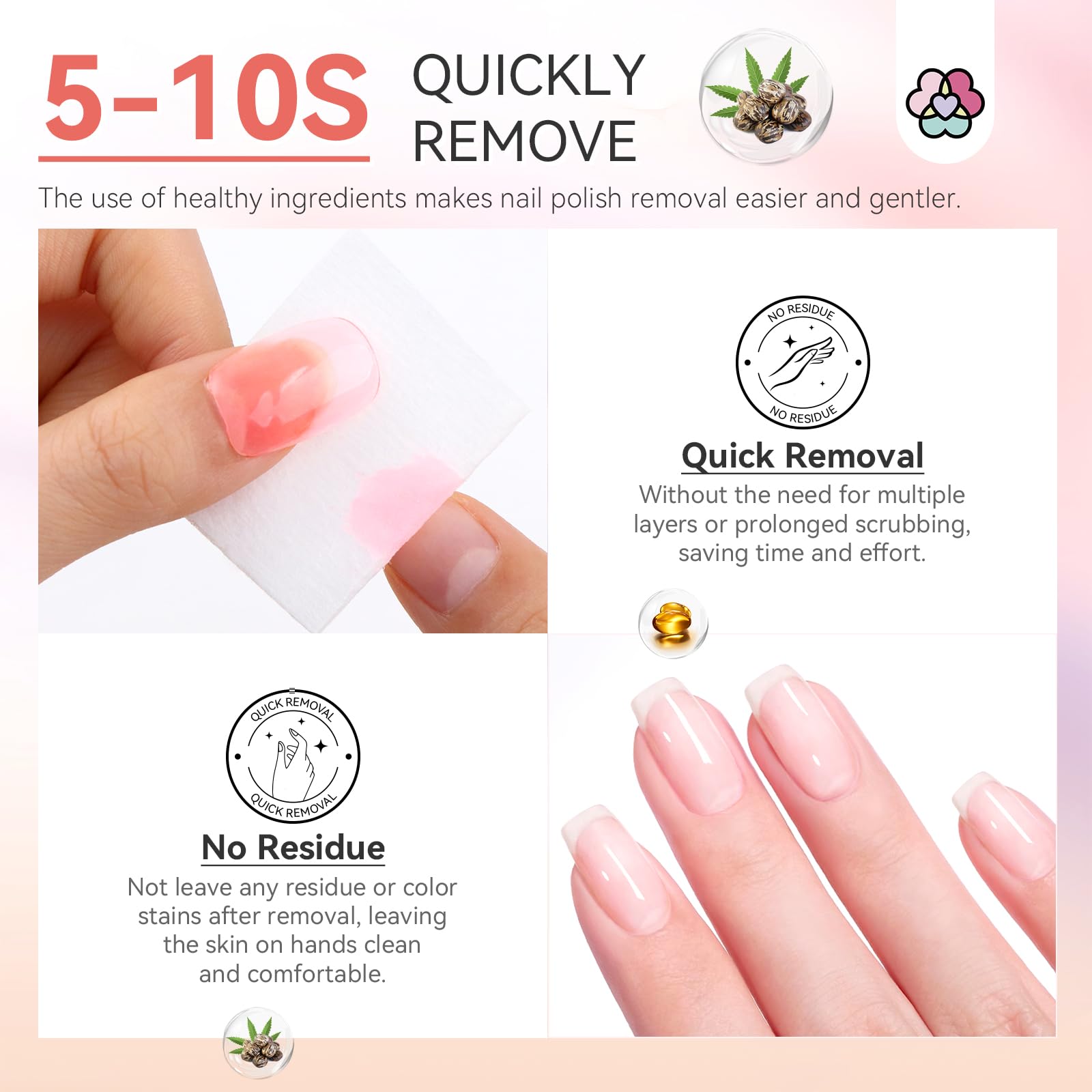 SAVILAND Nail Polish Set Quick-Dry – Summer Jelly Pastel Pink (Base & Top Coat, 0.34 oz)