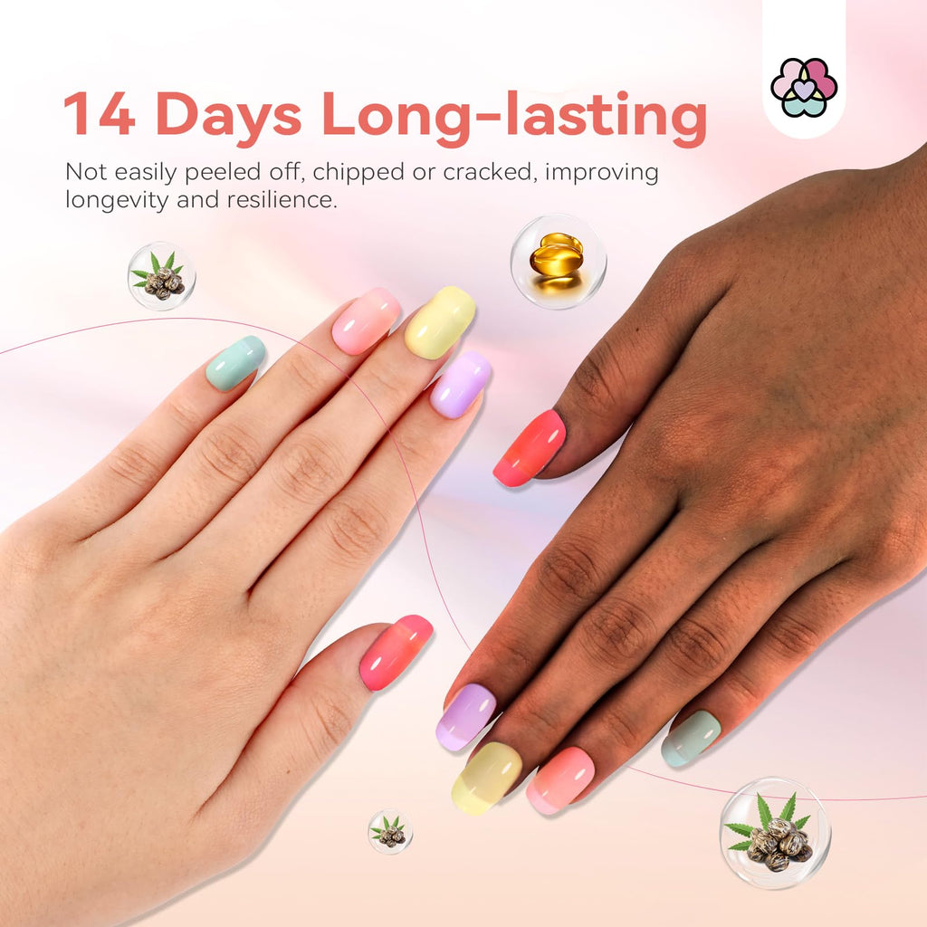 SAVILAND Nail Polish Set Quick-Dry – Summer Jelly Pastel Pink (Base & Top Coat, 0.34 oz)