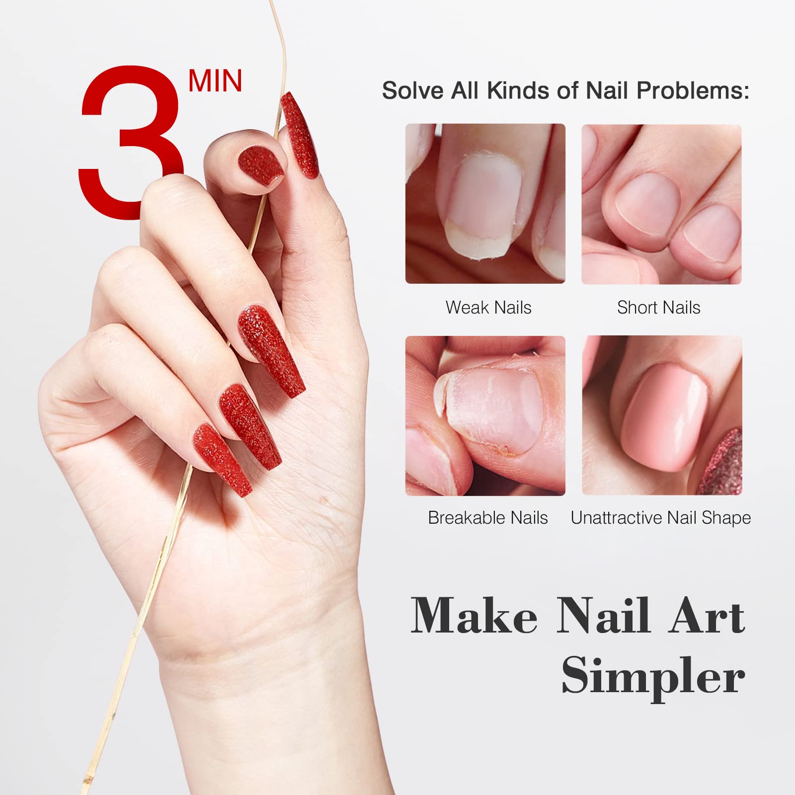 SAVILAND Nail Kit for Beginners — All-in-One Coffin Tips, 4-in-1 Glue & Mini UV Lamp