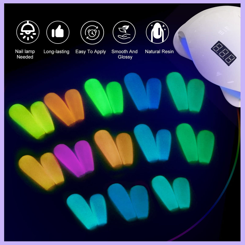 SAVILAND Glow-in-the-Dark Gel Nail Polish Set — 12 Neon Halloween Colors