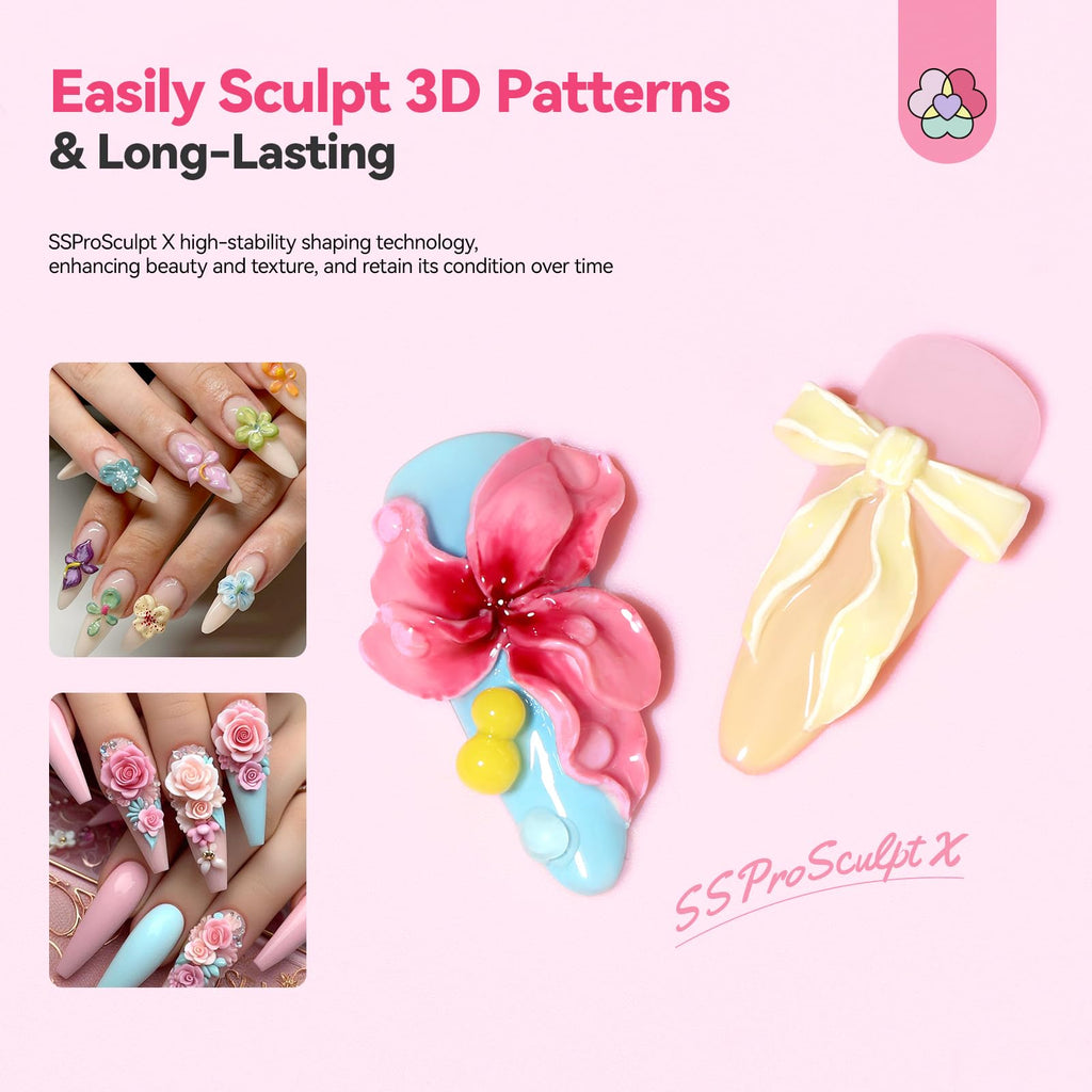 SAVILAND 3D Nail Gel Set – 12 Colors, Non-Sticky Soak Off, 3D Sculpting Kit for DIY Nail Art