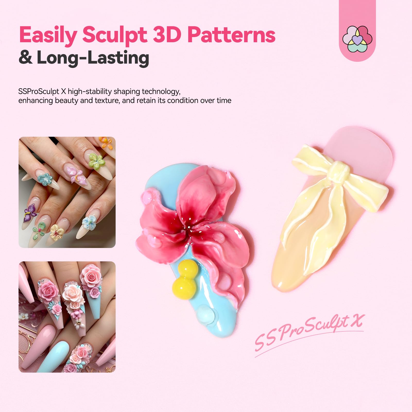 SAVILAND 3D Nail Gel Set – 12 Colors, Non-Sticky Soak Off, 3D Sculpting Kit for DIY Nail Art