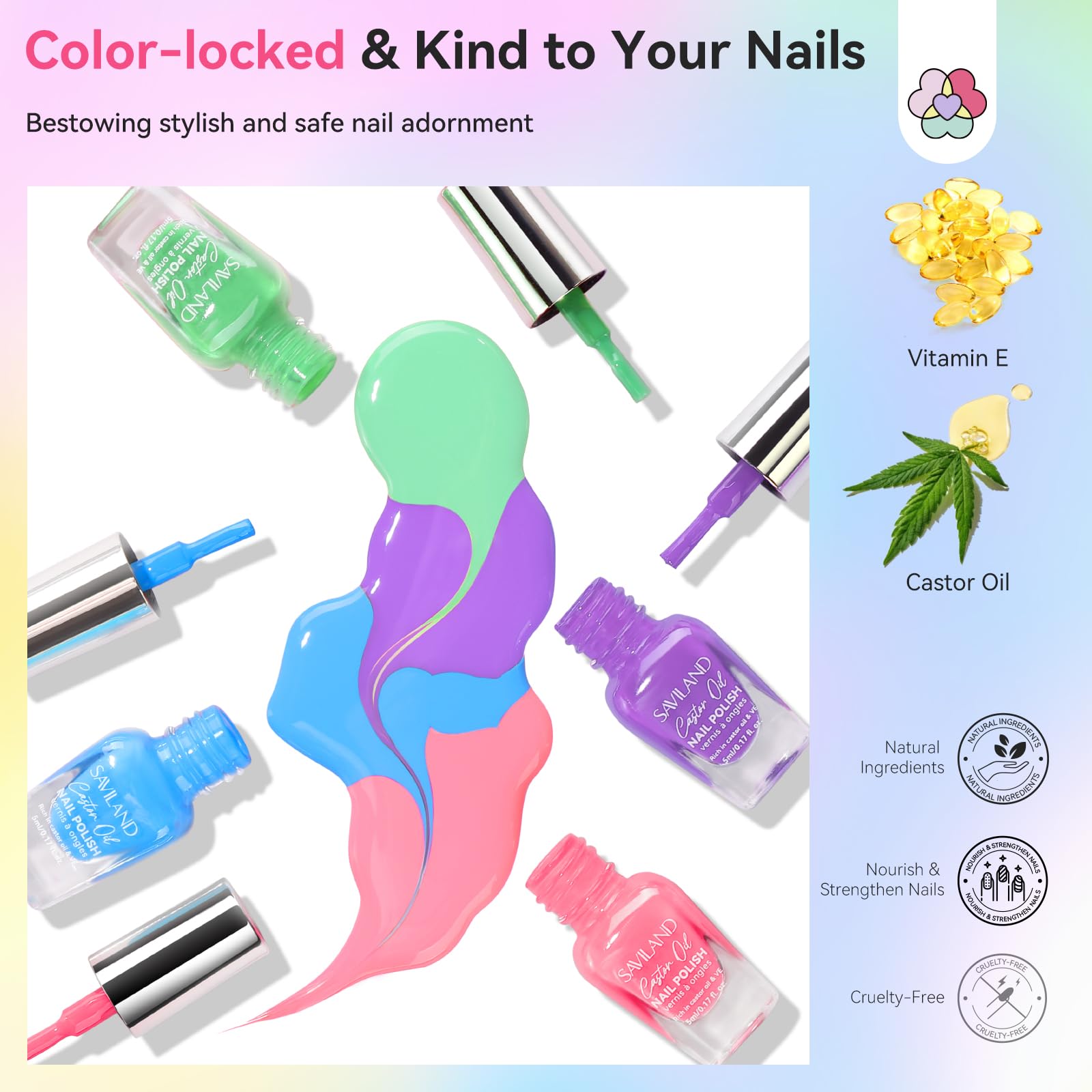 SAVILAND 20+3 Color Nail Polish Set – 5ml Quick-Dry Pastel Kit with Base, Glossy & Matte Top Coats