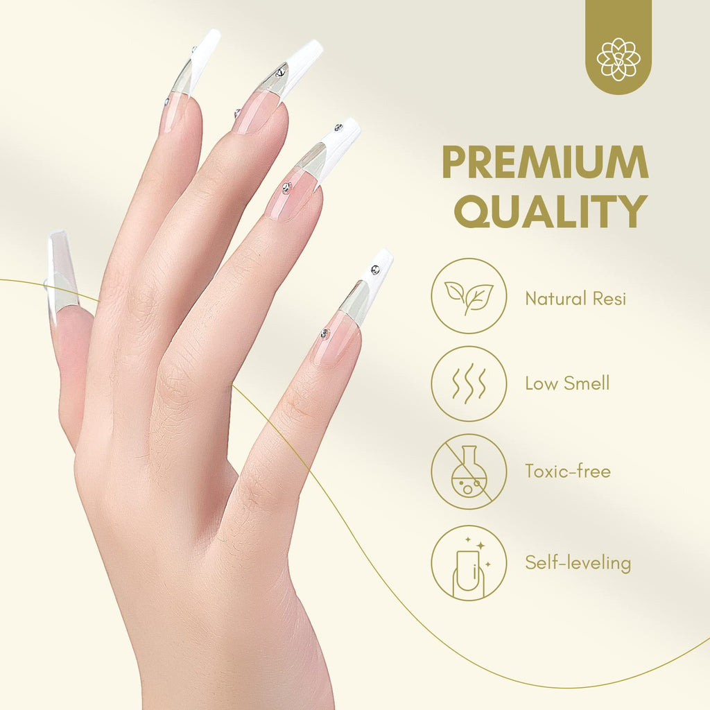 SAVILAND Builder Gel for Nails – 30ml Clear Hard Gel with Air-Cushion Design, Nail Forms & Brush