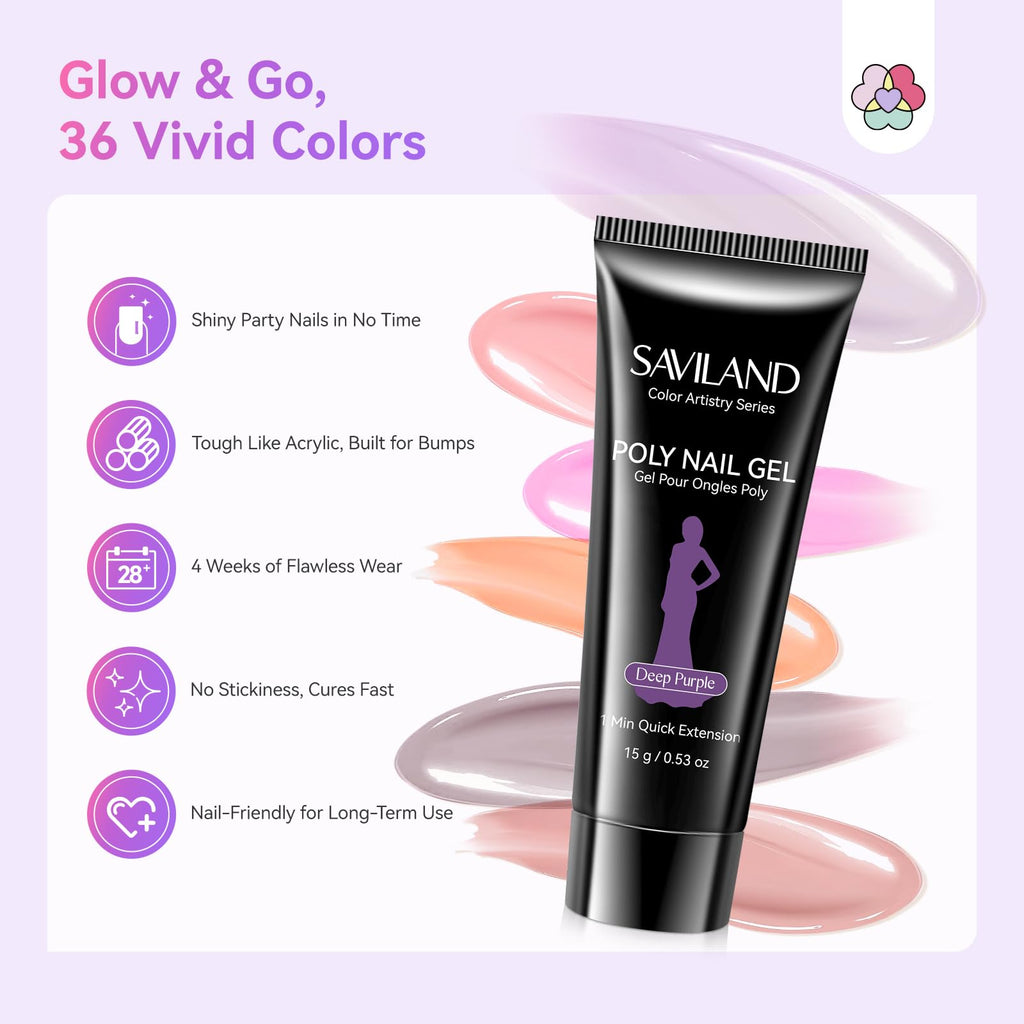 SAVILAND Poly Gel Nail Kit - 36 Colors, All-in-One Starter Set for Home Manicures