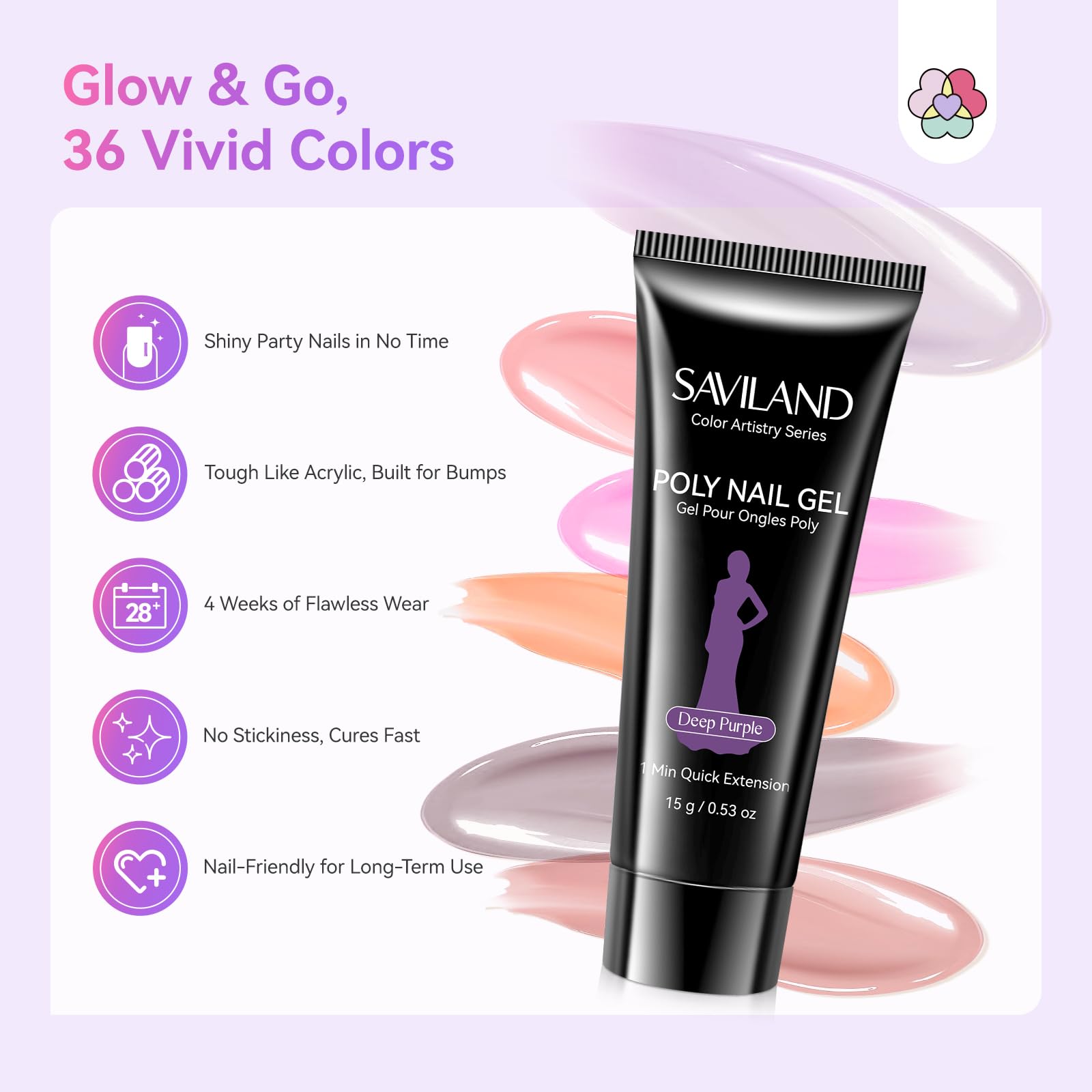 SAVILAND Poly Gel Nail Kit - 36 Colors, All-in-One Starter Set for Home Manicures