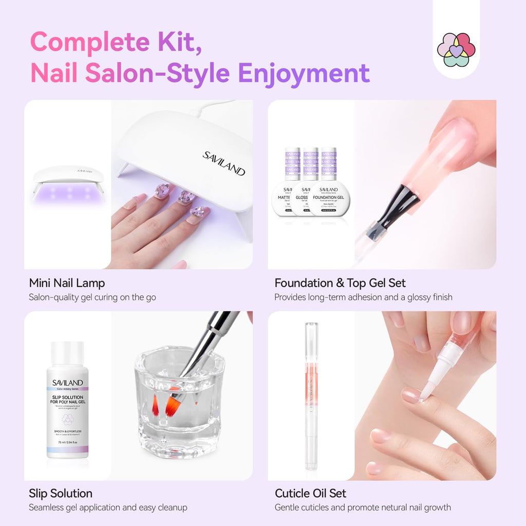 SAVILAND Poly Gel Nail Kit - 36 Colors, All-in-One Starter Set for Home Manicures