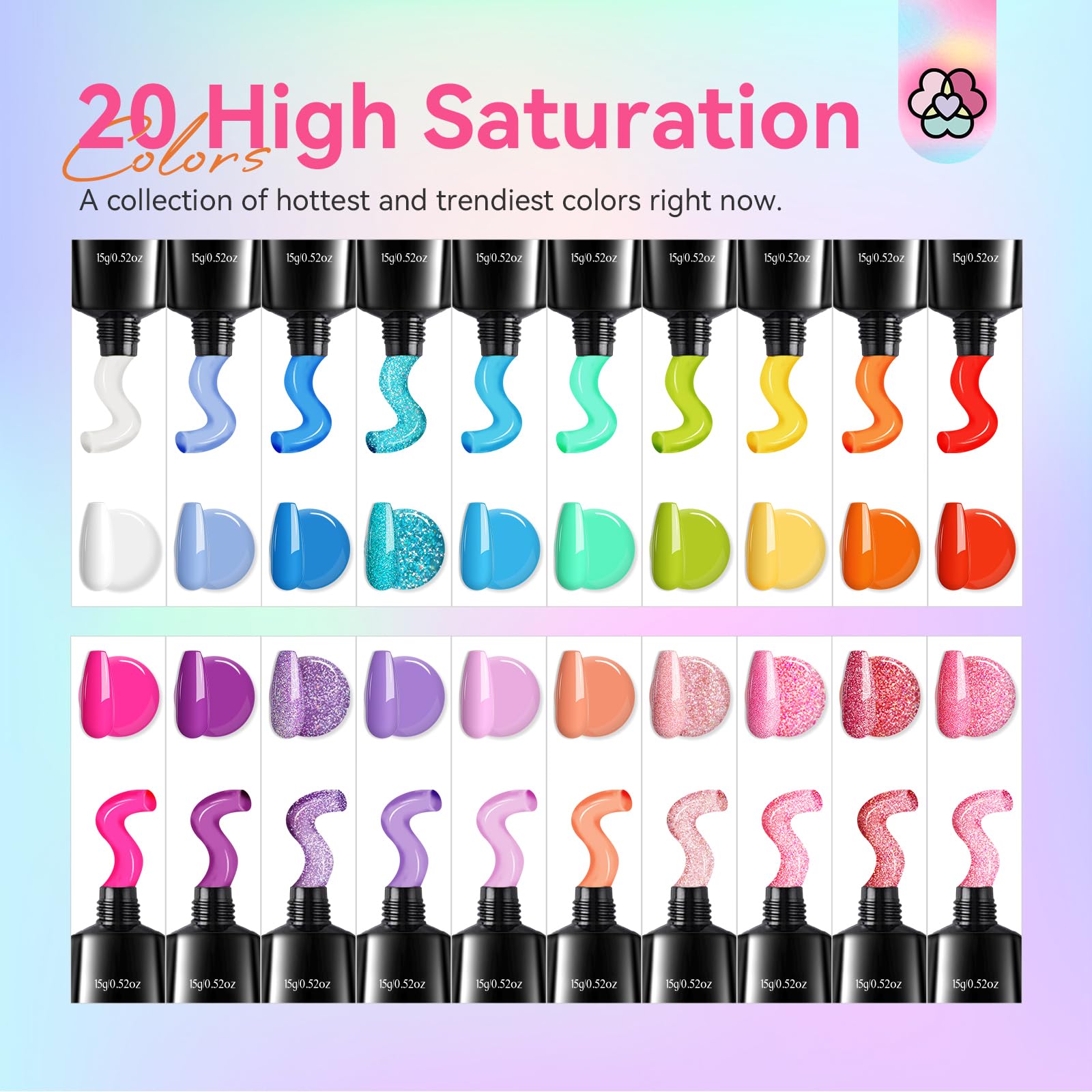 SAVILAND Poly Gel Nail Colors: 20-Color Nail Extension Kit for DIY Nail Art