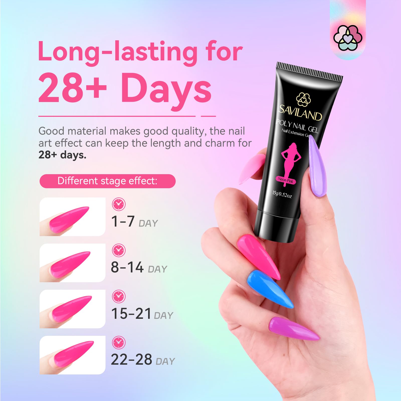 SAVILAND Poly Gel Nail Colors: 20-Color Nail Extension Kit for DIY Nail Art