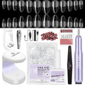 SAVILAND Pro Gel Nail Kit with Drill – Short Almond Tips, 12 Sizes, 500 PCS, Dual-Light Lamp