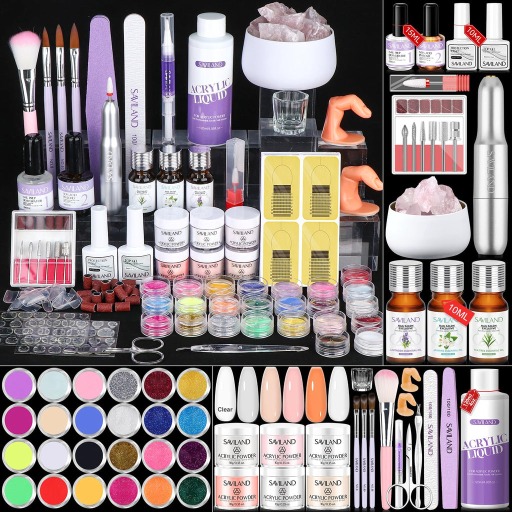 SAVILAND Professional Acrylic Nail Kit with Drill — Beginner Starter Set for Home Manicure