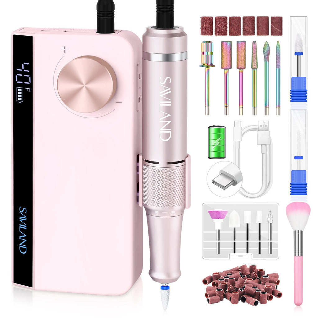 SAVILAND Professional Nail Drill – 40000 RPM Portable Electric Nail File for Salon & Home