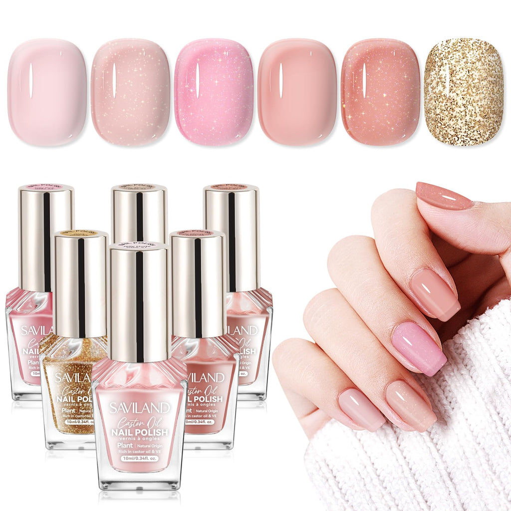 SAVILAND Quick Dry Nail Polish 6-Piece Nude Pink Set | Color Locked X Tech