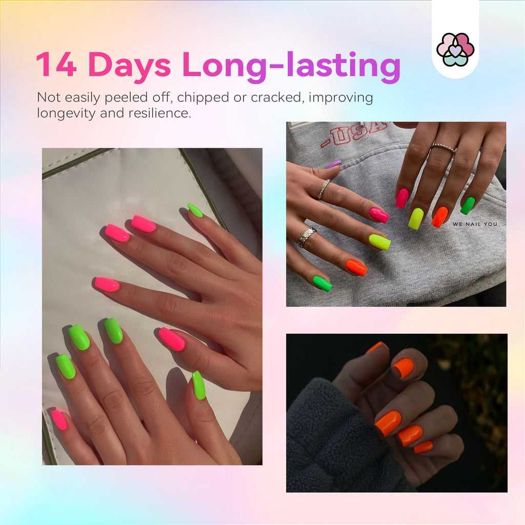 SAVILAND Quick-Dry Nail Polish Set – 12 Neon Green & Pastel Colors with Base & Top Coat