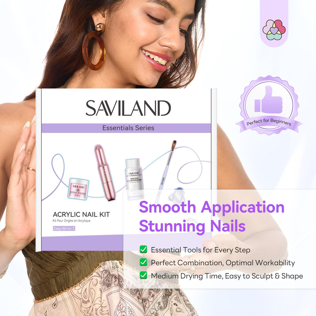 SAVILAND Acrylic Nail Kit with Drill – Beginner Friendly, MMA-Free Monomer & Keratin Powder