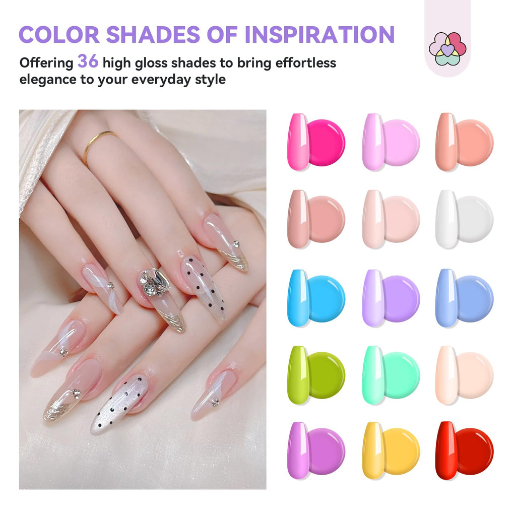 SAVILAND Poly Gel Nail Kit – 36 Colors Starter Set with Mini UV Lamp, Slip Solution & Tools