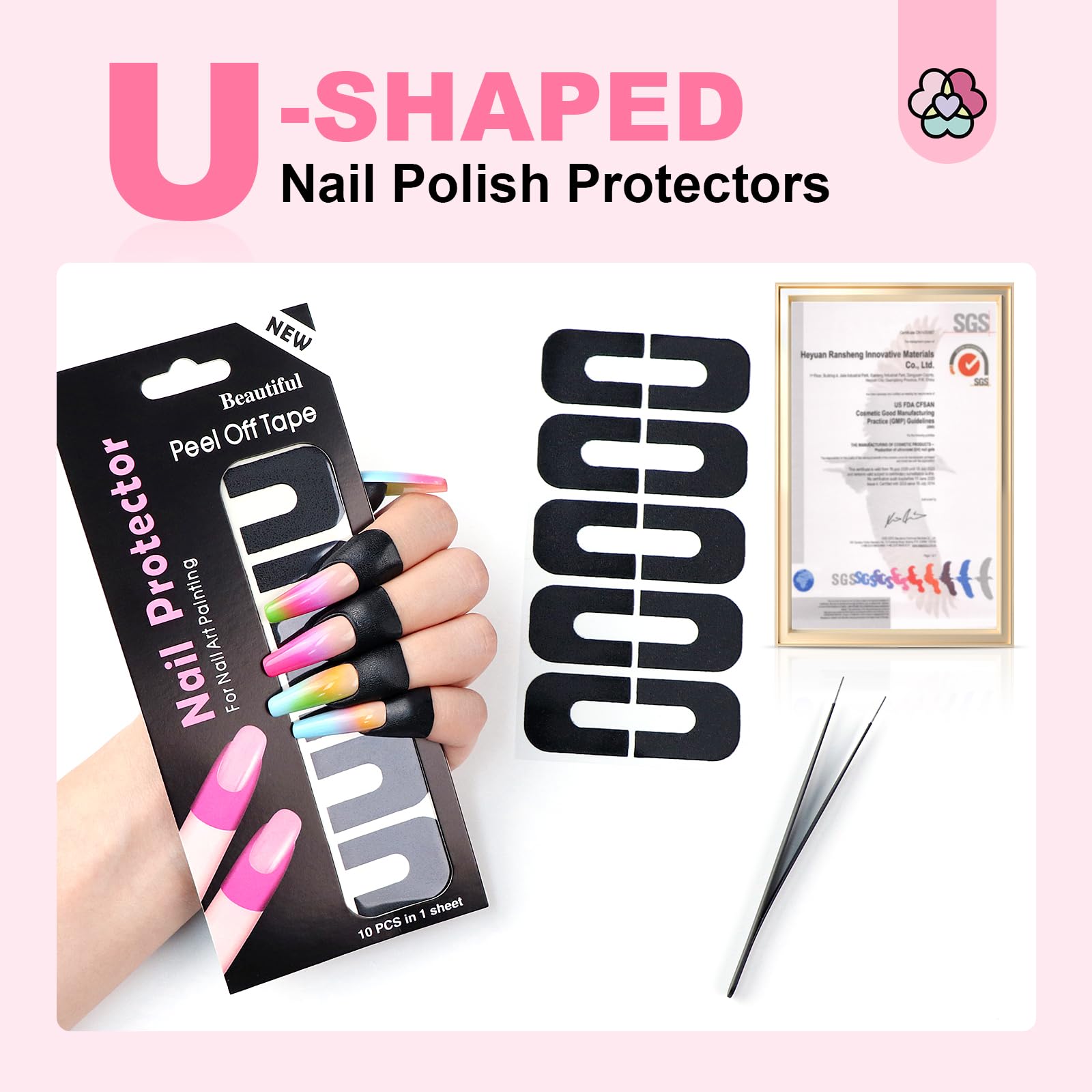 SAVILAND Nail Polish Protector for Fingers - 100 Pcs U-Shaped Cuticle Guards for Nail Art, Gel Polish & UV Protection