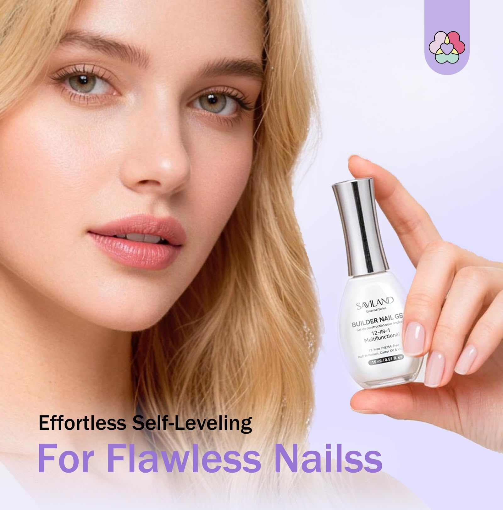 SAVILAND 12-in-1 Clear Builder Nail Gel – HEMA-Free Builder for Extensions & Sculpting