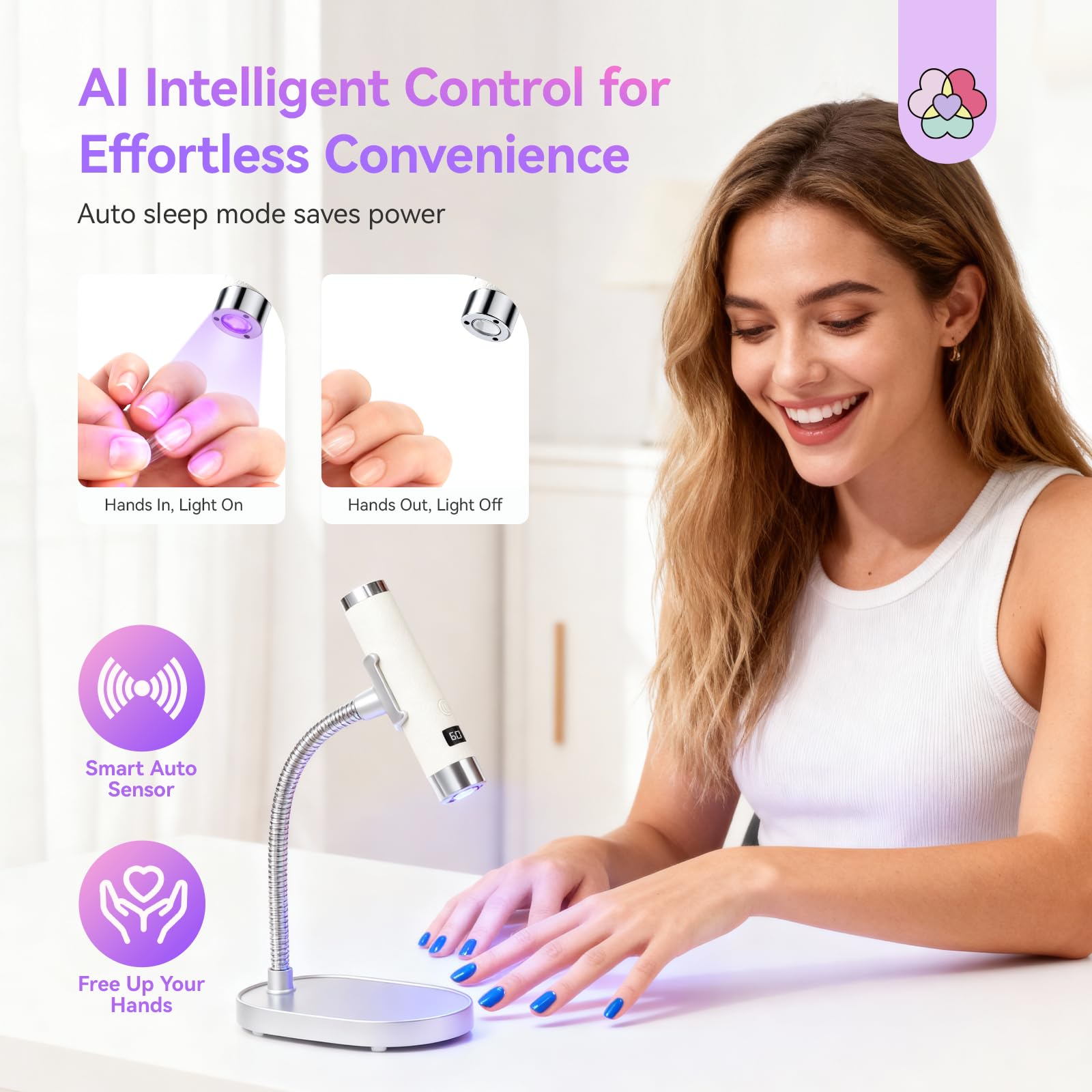 SAVILAND UV Light for Gel Nails – 10s Flash Cure, Sensor Auto-Start & 360° Coverage