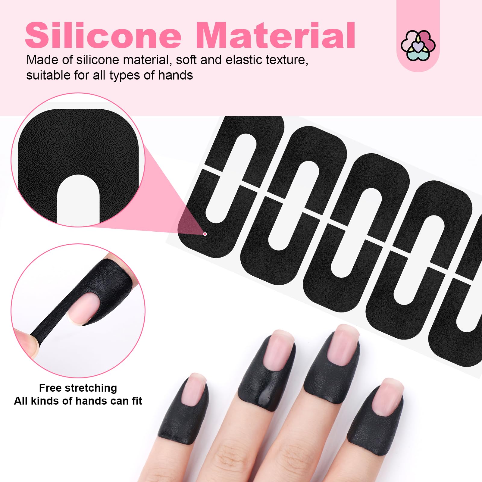 SAVILAND Nail Polish Protector for Fingers - 100 Pcs U-Shaped Cuticle Guards for Nail Art, Gel Polish & UV Protection