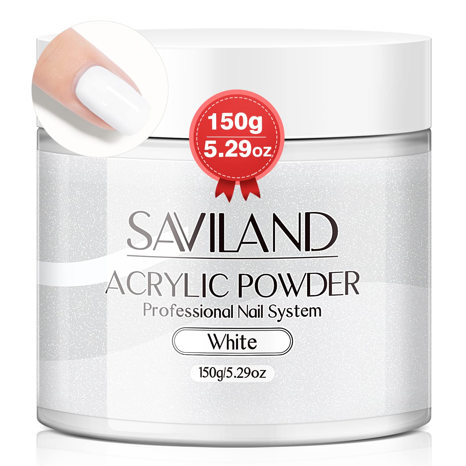 SAVILAND White Acrylic Nail Powder 150g – Large Capacity for DIY & Salon Use (No Lamp Needed)