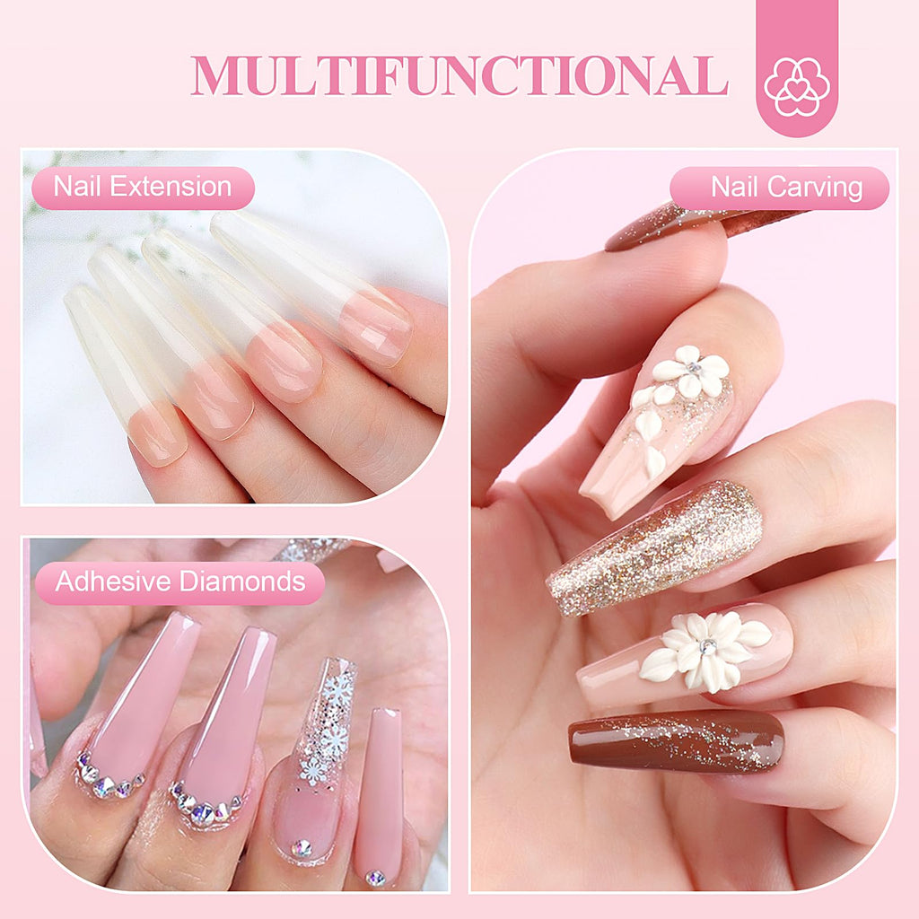 SAVILAND Acrylic Nail Kit Starter Set — Beginner Home Kit with Pink/White/Clear Powders, 50ml Liquid