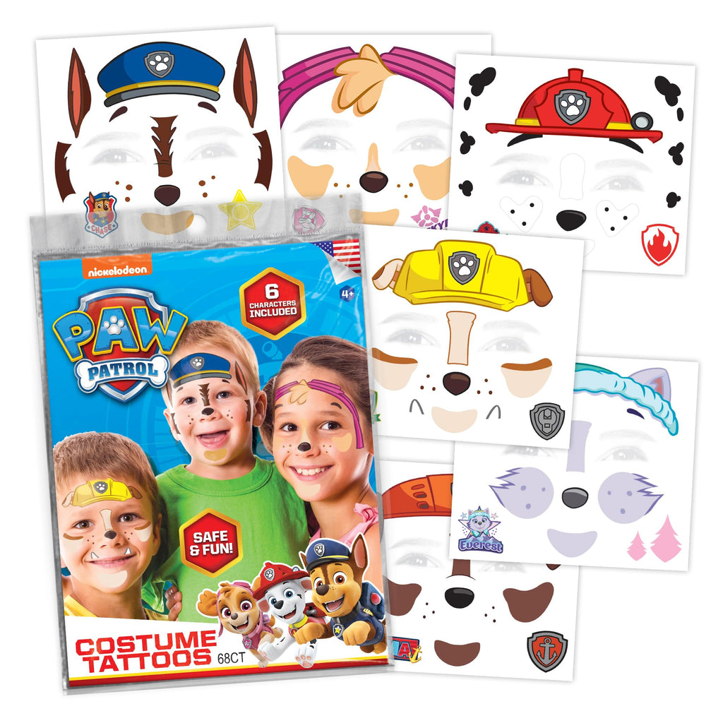 Savvi Paw Patrol Costume Face Tattoos - Safe Temporary Tattoos for Kids