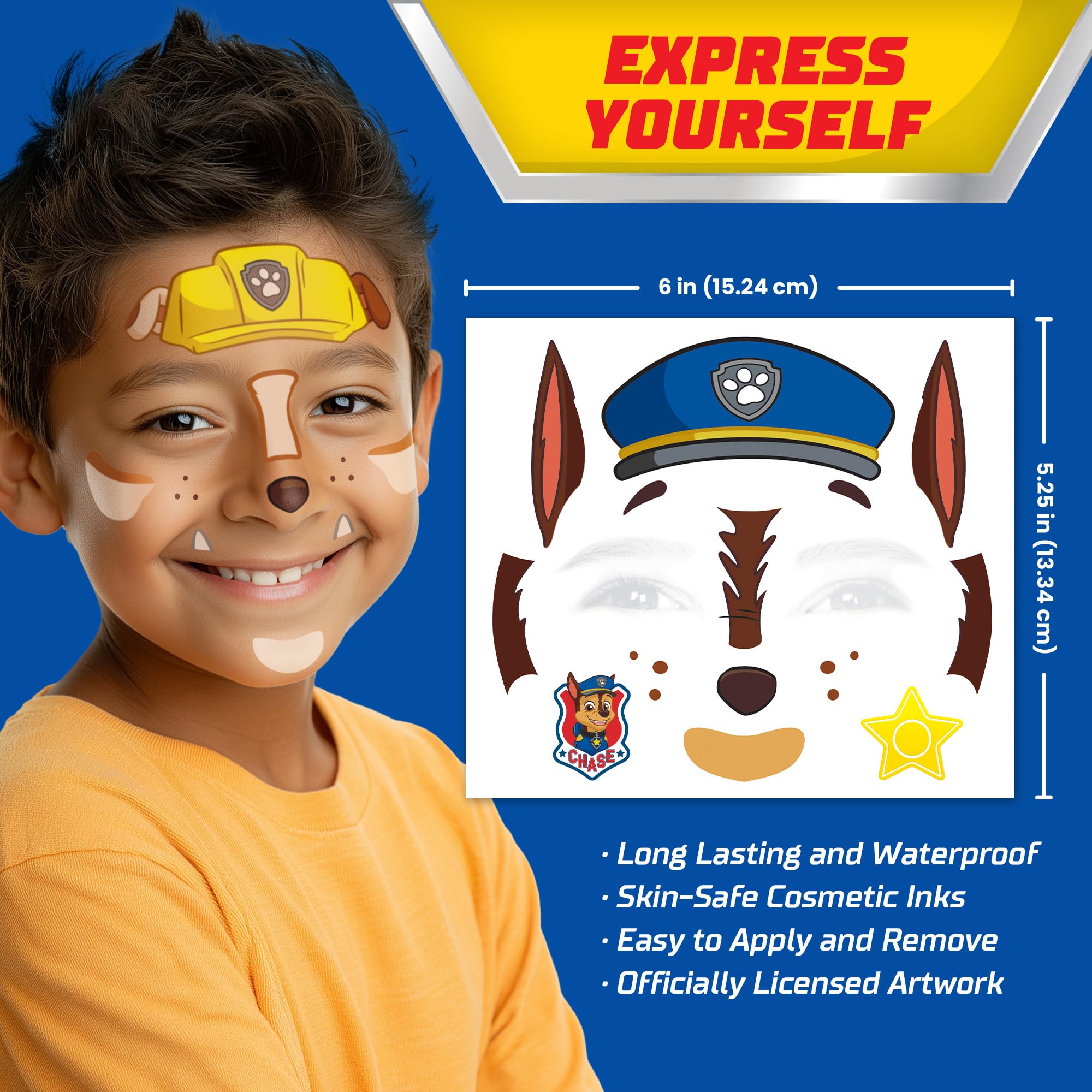 Savvi Paw Patrol Costume Face Tattoos - Safe Temporary Tattoos for Kids