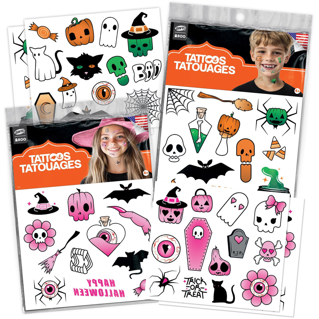Savvi Spooky Halloween Temporary Tattoos Variety Pack – 100+ Designs for Kids & Adults