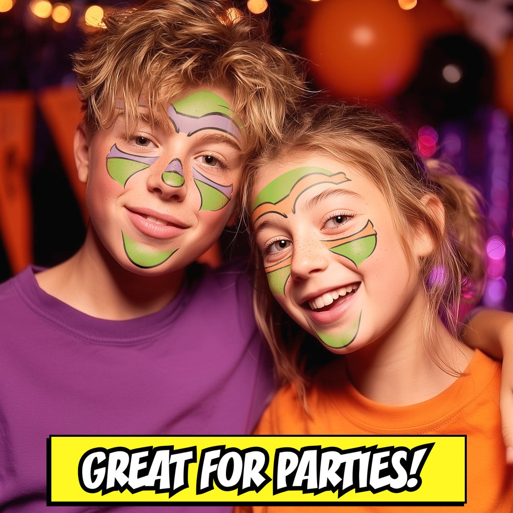 Savvi TMNT Face Tattoos – Non-Toxic Temporary Tattoo Set for Kids (Leonardo, Donatello, Michelangelo & Raphael)