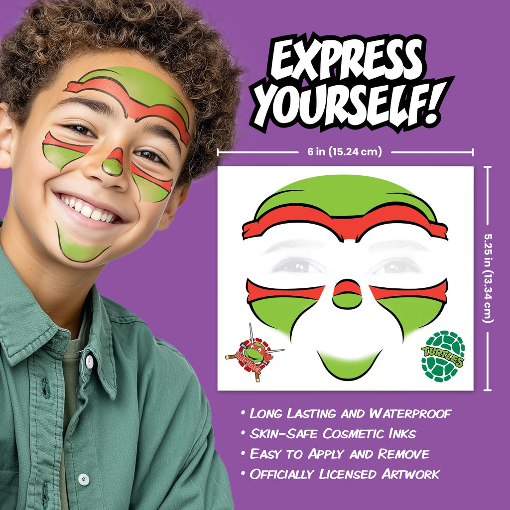 Savvi TMNT Face Tattoos – Non-Toxic Temporary Tattoo Set for Kids (Leonardo, Donatello, Michelangelo & Raphael)