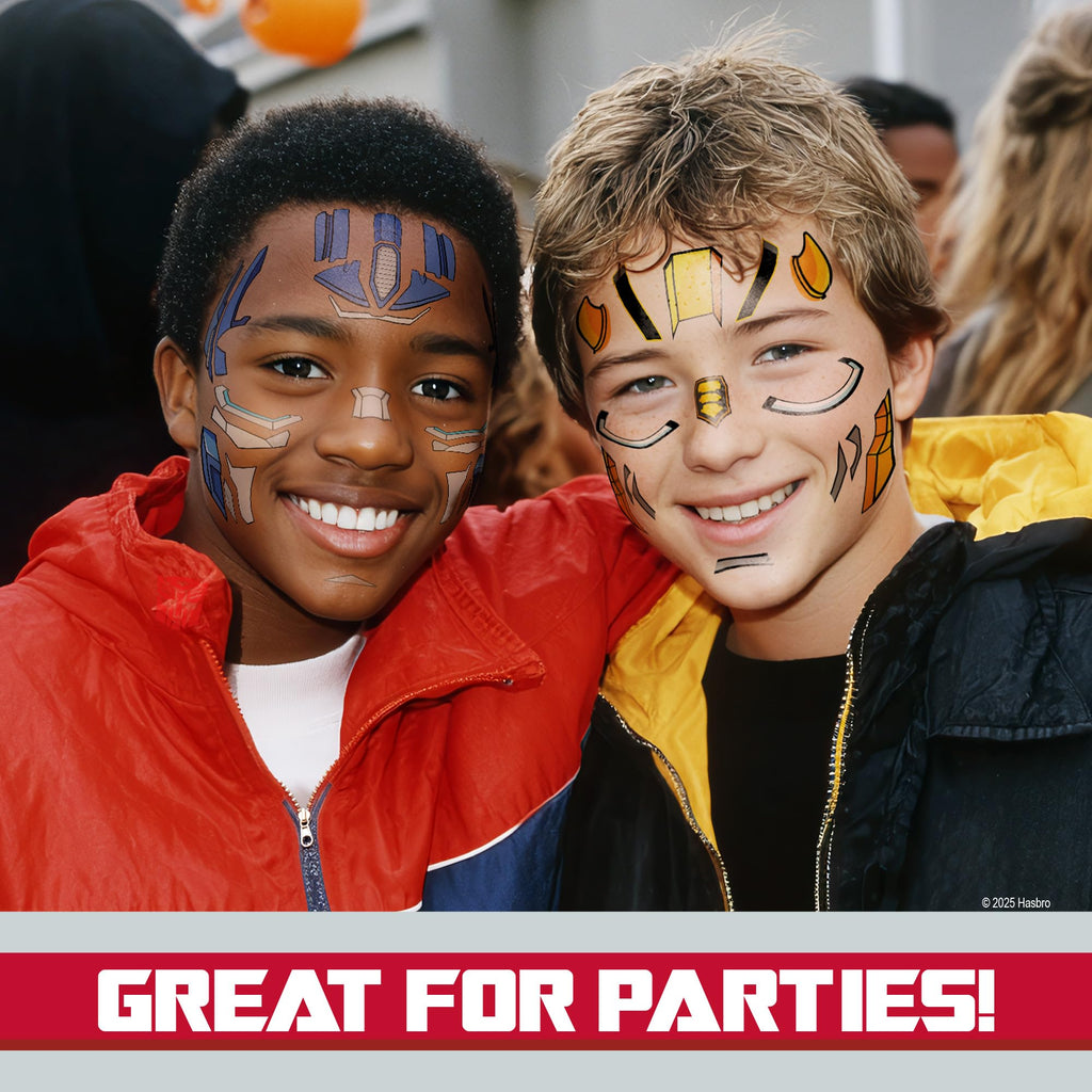 Savvi Transformers Costume Face Tattoos – Temporary Tattoos for Kids (Optimus Prime, Bumblebee) – Easy, Skin-Safe, Non-Toxic