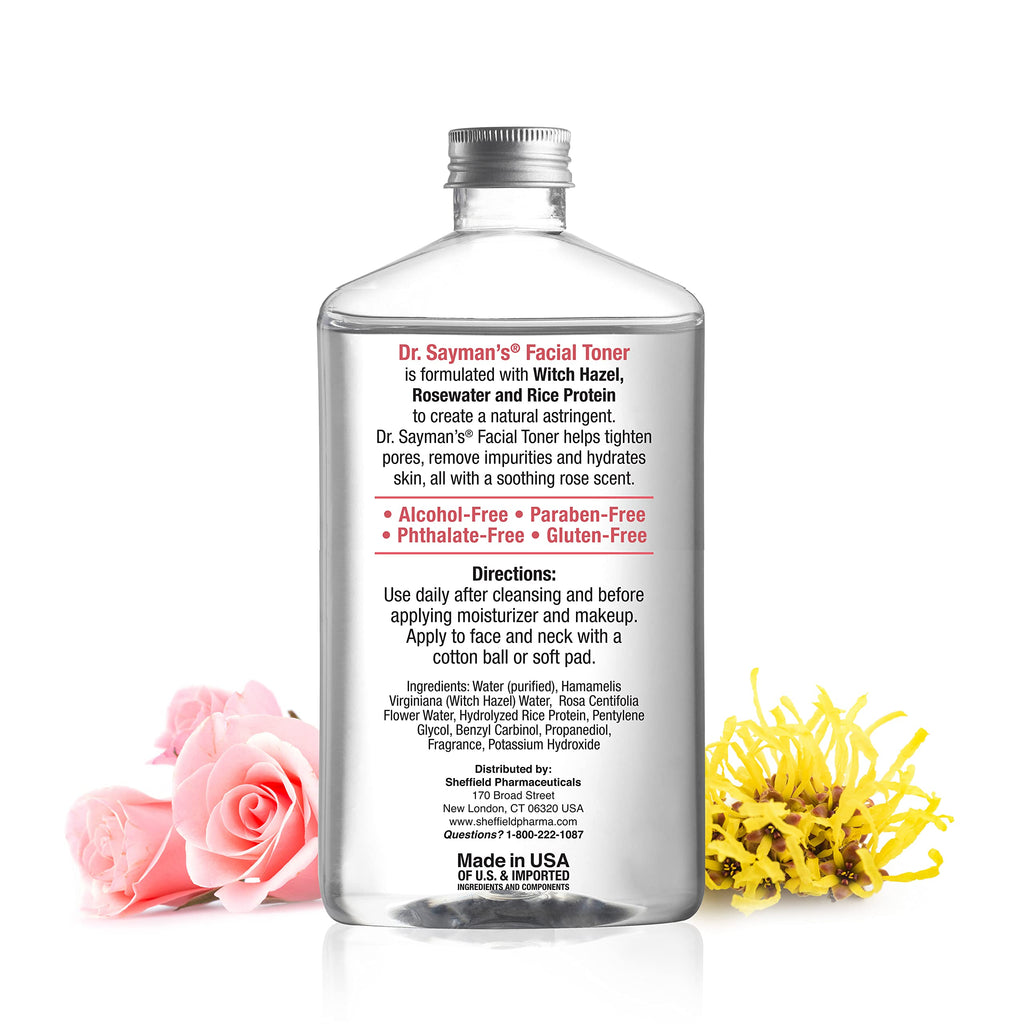 Dr. Saymans Alcohol-Free Facial Toner with Witch Hazel, Rosewater & Rice Protein — 9 oz | Sayman Salve