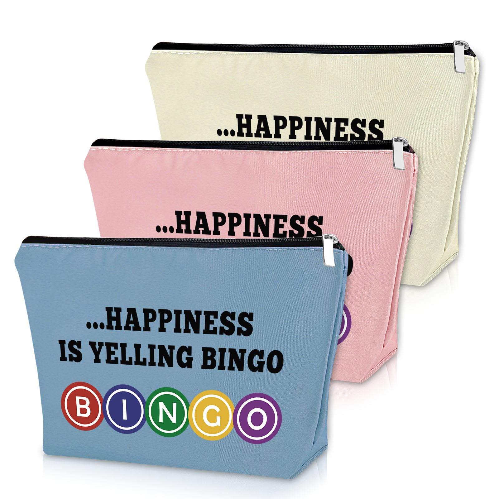 Sazuwu 3PCS Bingo Gifts Makeup Bag Set – Lucky Bingo Themed Cosmetic Bags for Adults