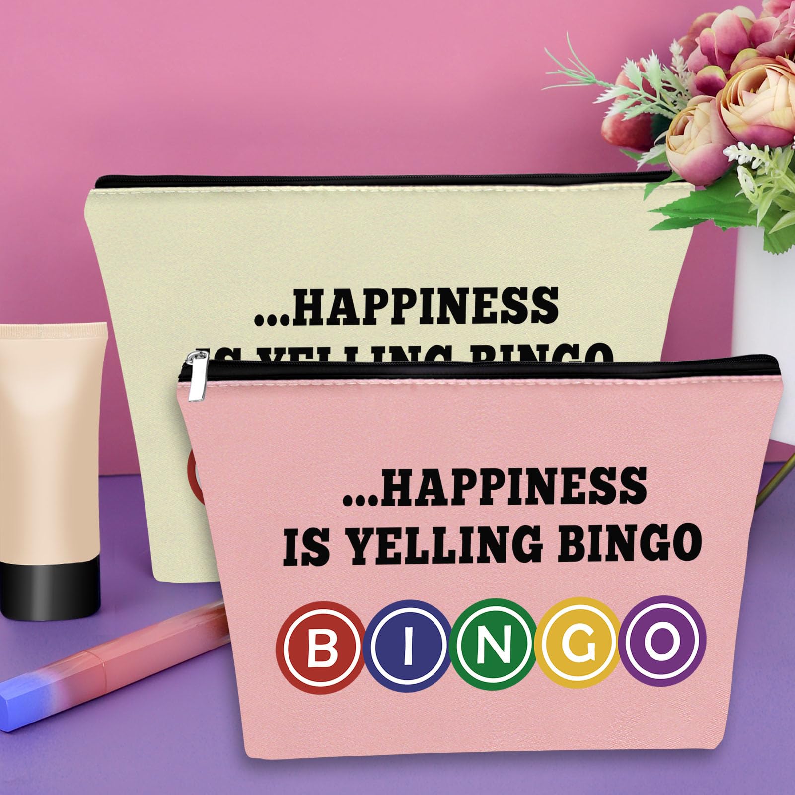 Sazuwu 3PCS Bingo Gifts Makeup Bag Set – Lucky Bingo Themed Cosmetic Bags for Adults