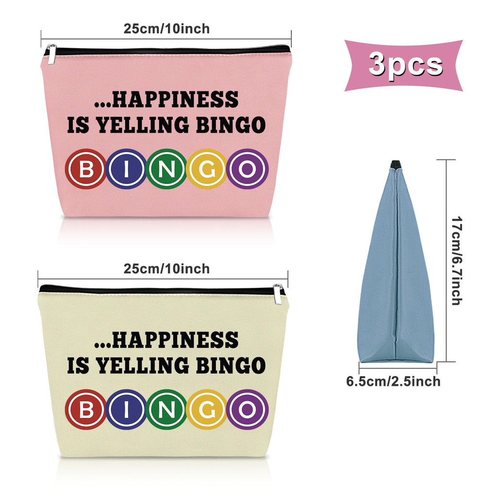 Sazuwu 3PCS Bingo Gifts Makeup Bag Set – Lucky Bingo Themed Cosmetic Bags for Adults