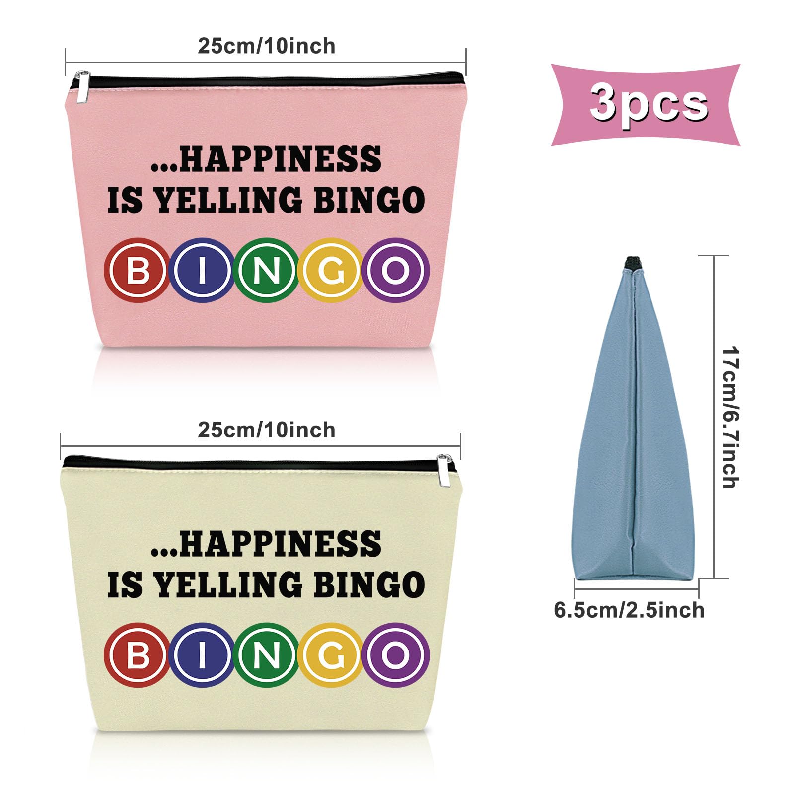 Sazuwu 3PCS Bingo Gifts Makeup Bag Set – Lucky Bingo Themed Cosmetic Bags for Adults