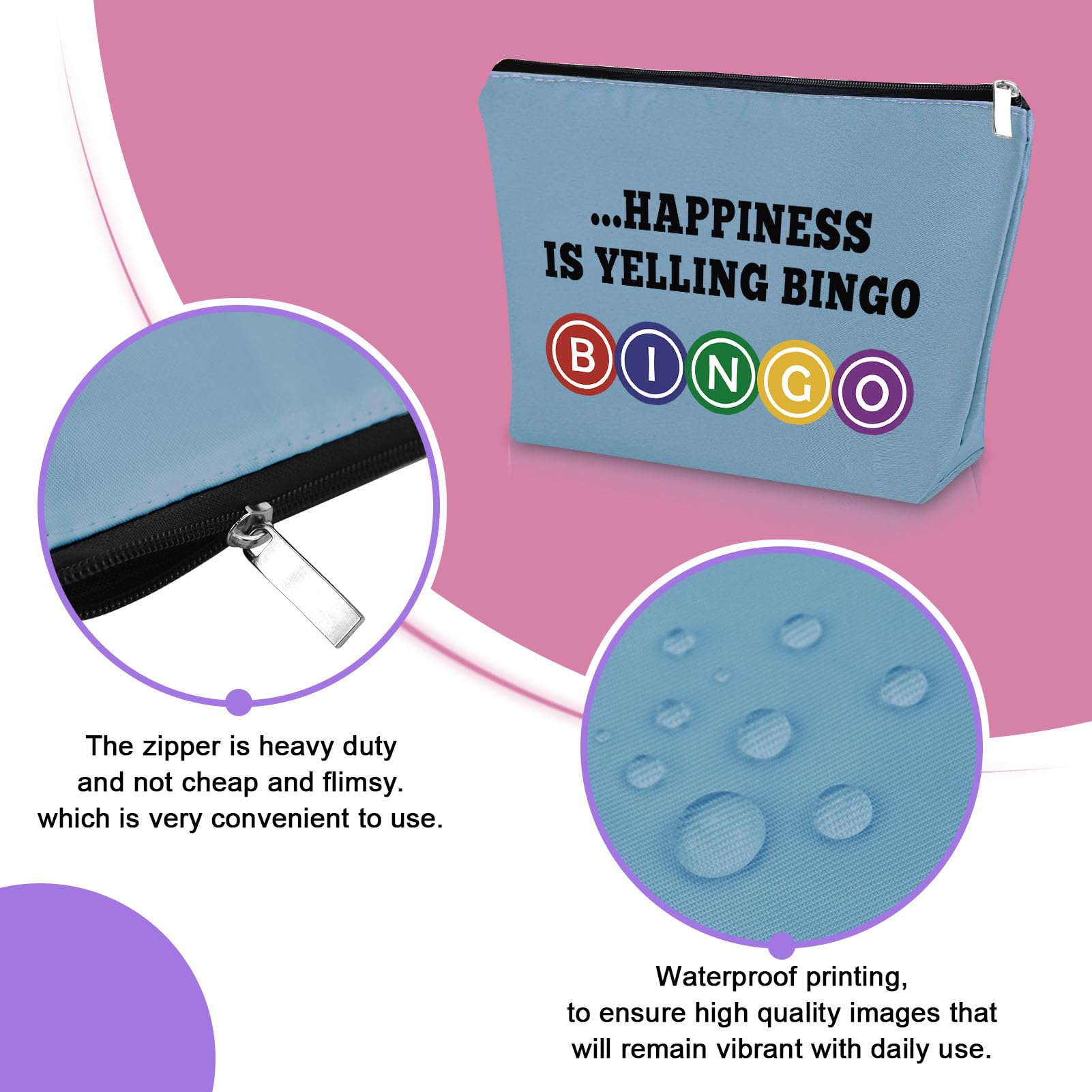 Sazuwu 3PCS Bingo Gifts Makeup Bag Set – Lucky Bingo Themed Cosmetic Bags for Adults
