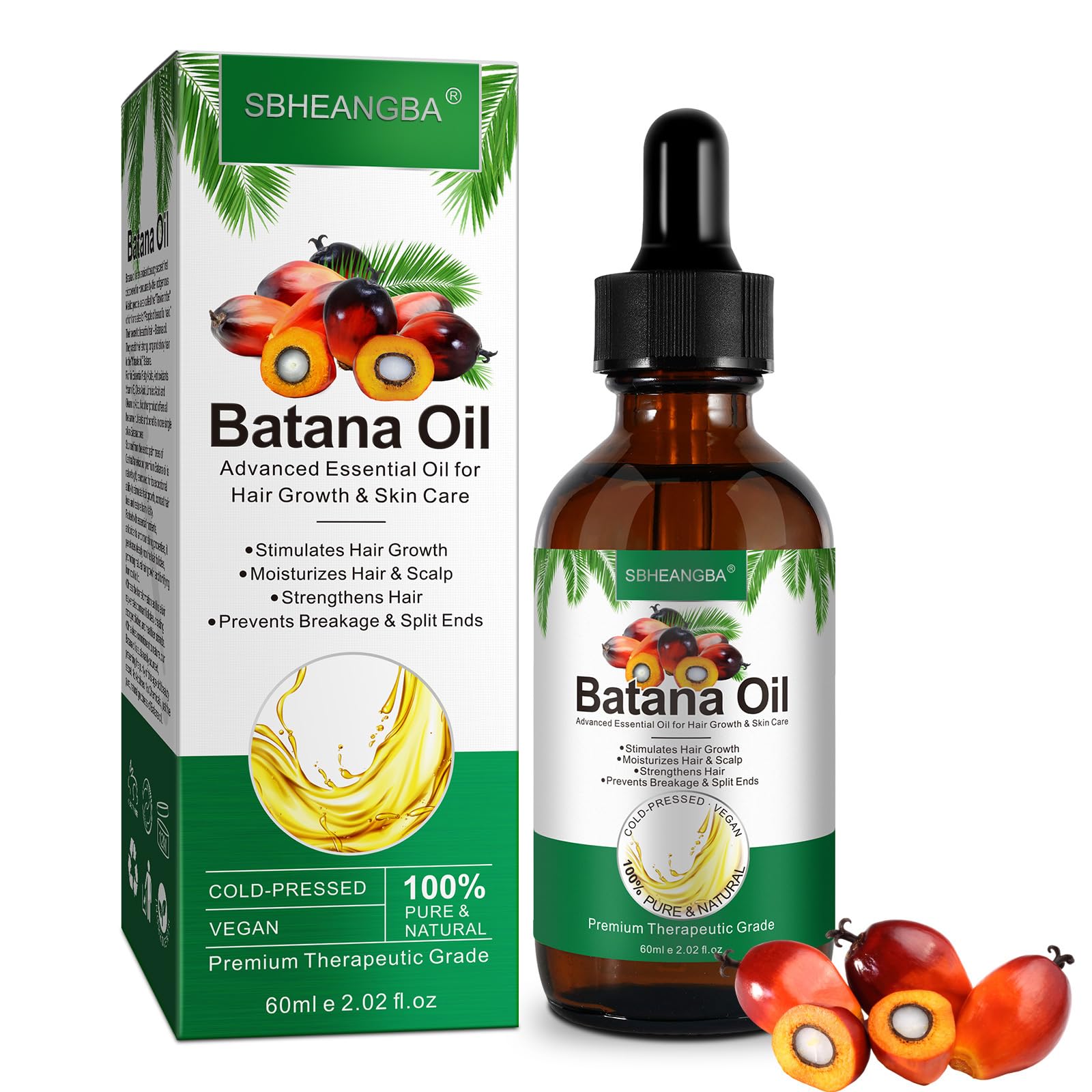 SBHEANGBA Batana Oil for Hair Growth – 60ml, 100% Pure Cold-Pressed Organic Batana Oil