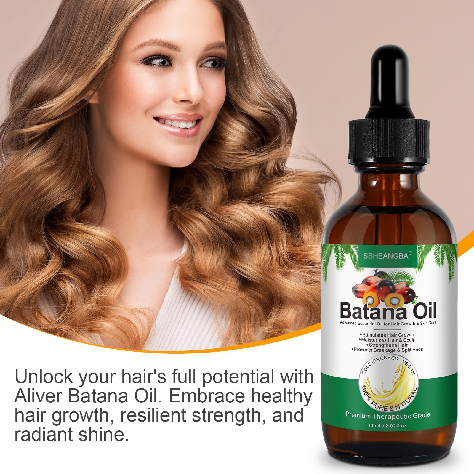 SBHEANGBA Batana Oil for Hair Growth – 60ml, 100% Pure Cold-Pressed Organic Batana Oil