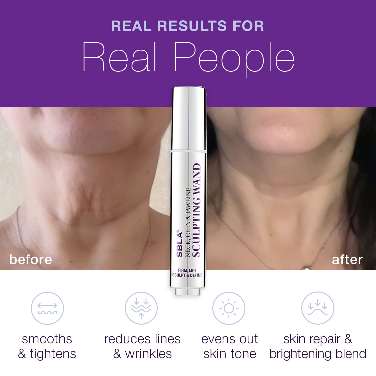SBLA Beauty Neck, Chin & Jawline Sculpting Wand – 0.7 Fl Oz / 20 mL | Lift, Firm & Define