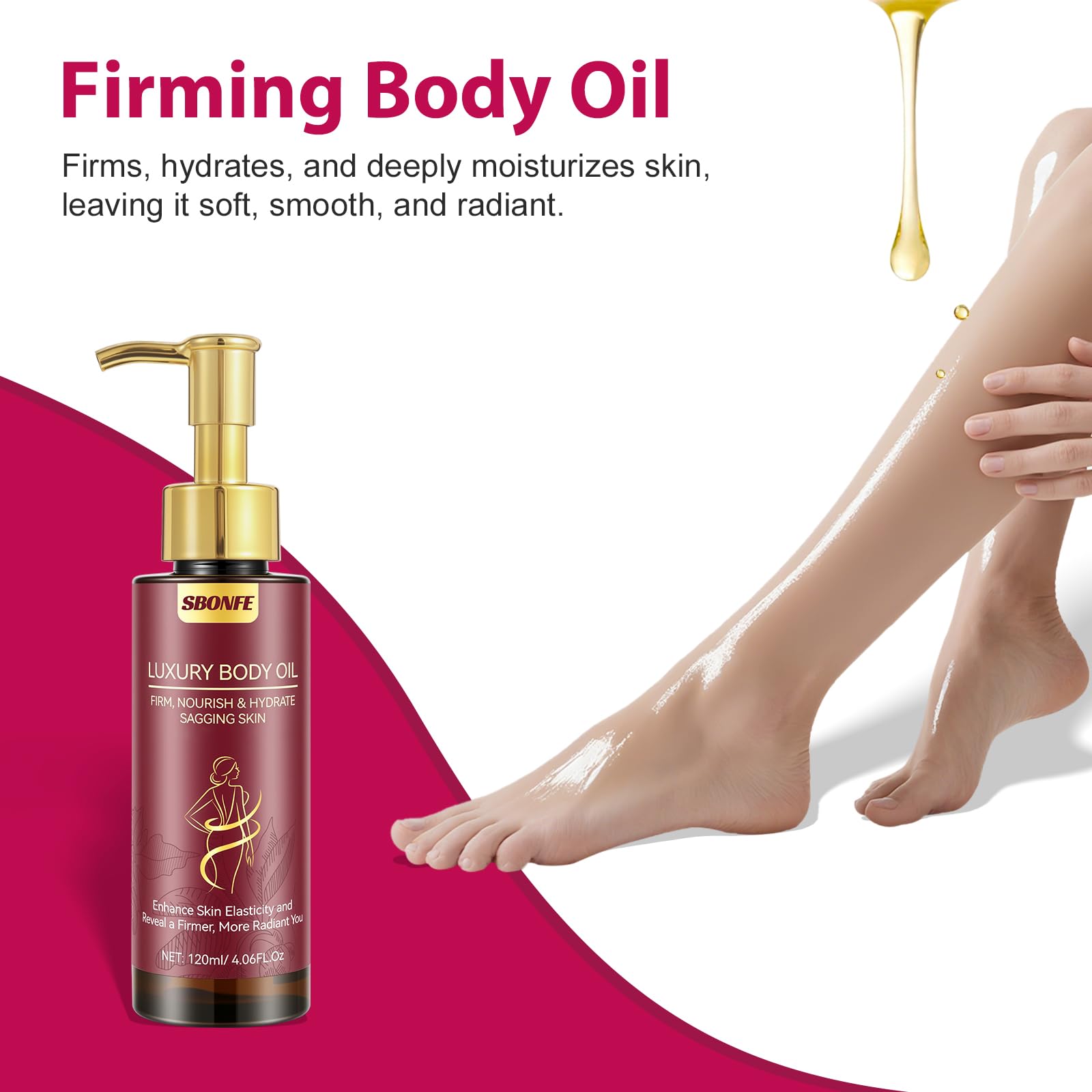 SBONFE Body Firming Oil – After Shower Hydration, Non-Greasy & Lightweight (Pack of 2, 4.06 oz)