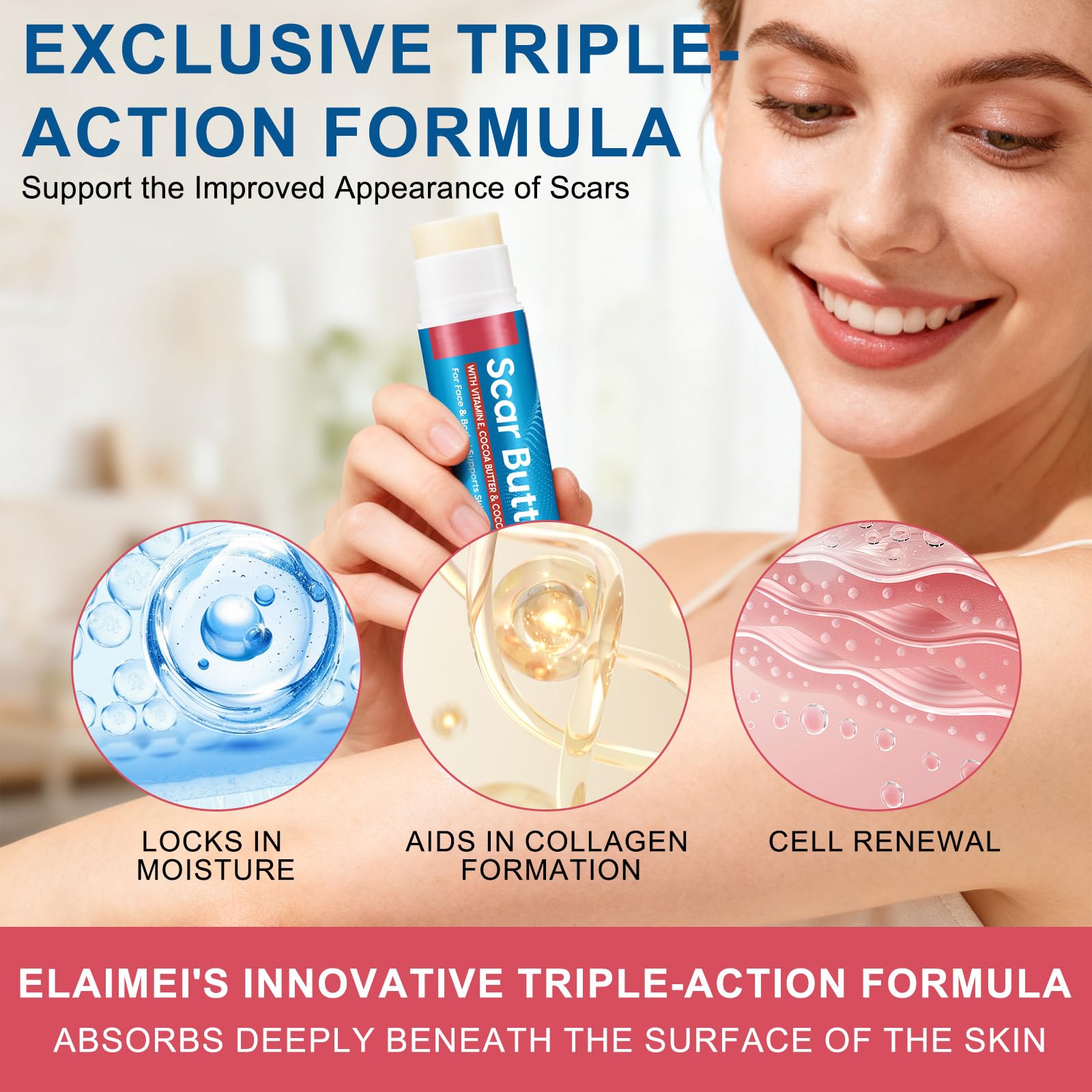 Scar Butter – Vitamin E, Cocoa Butter & Coconut Oil Scar Repair Stick (20g)