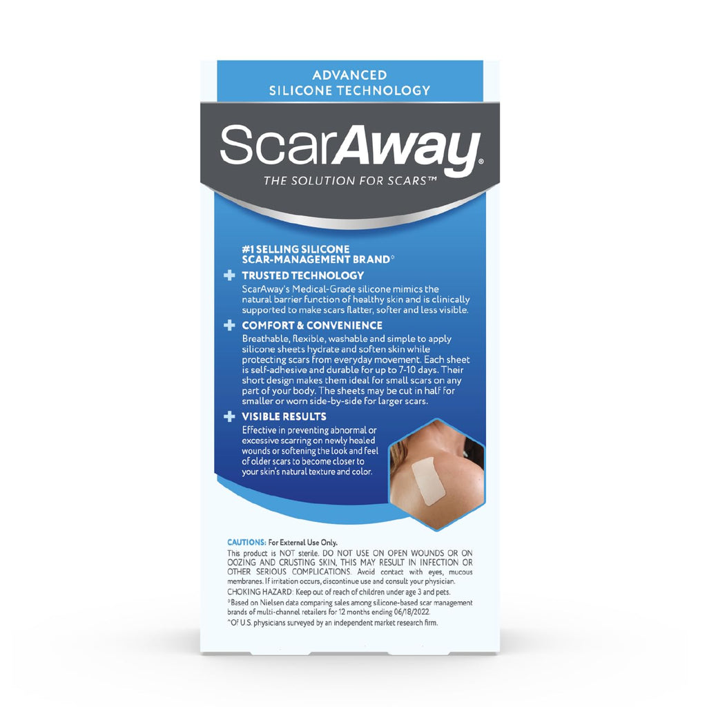 ScarAway Advanced Silicone Scar Sheets – Medical-Grade, Reusable 1.5 x 3 in Tan (8 Sheets)