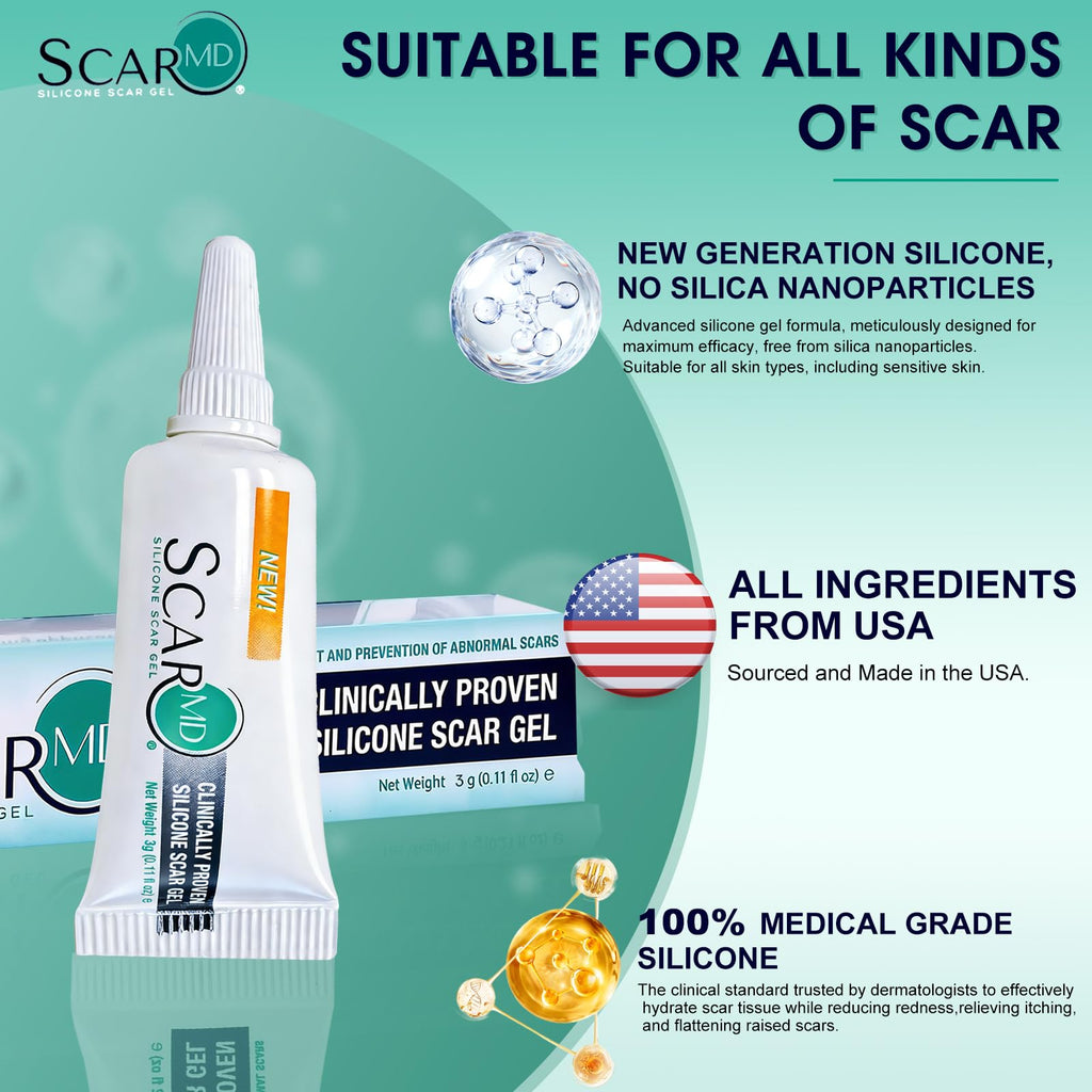 ScarMD Silicone Scar Gel – Roll-On Scar Cream for Surgical, Acne & Keloid Scars