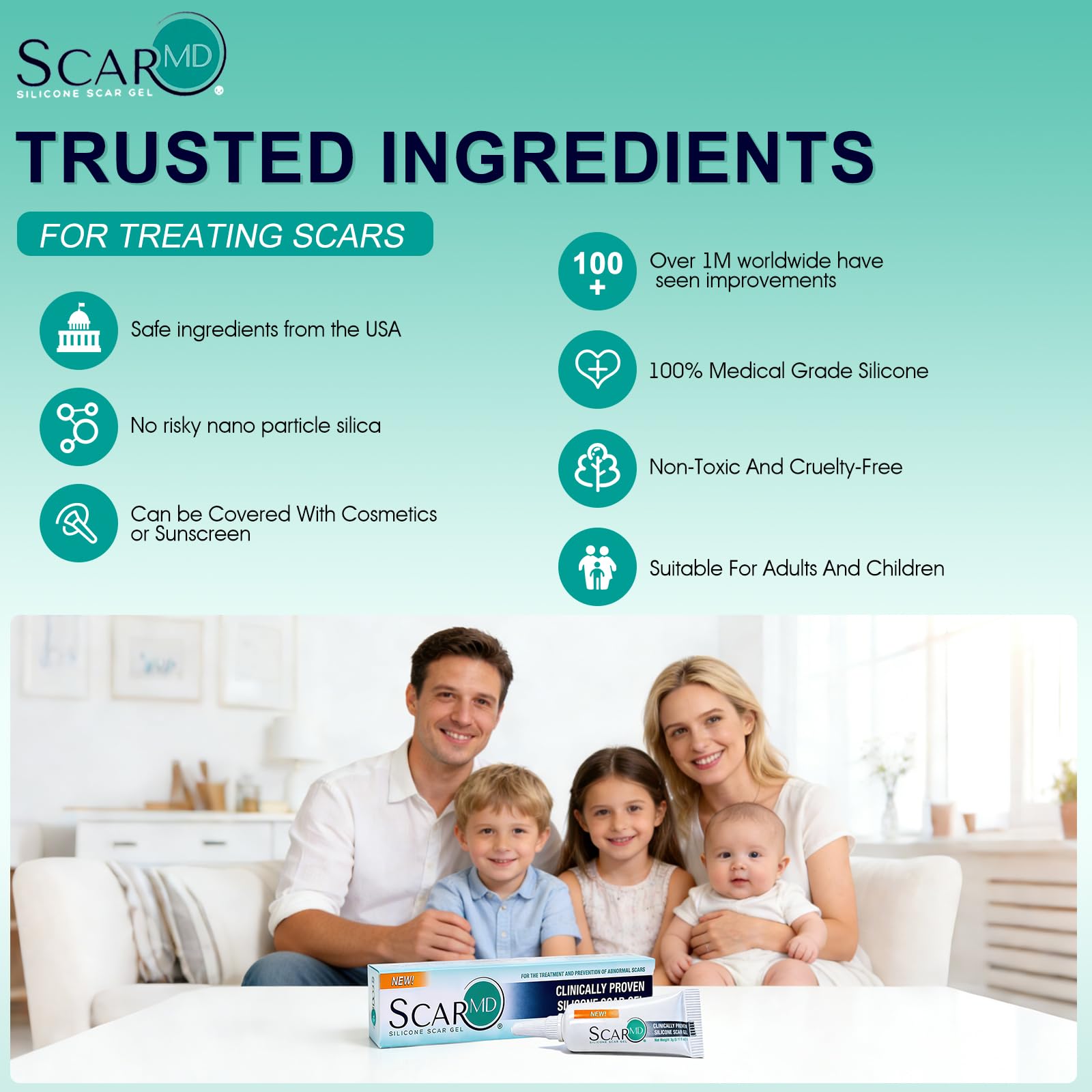 ScarMD Silicone Scar Gel – Roll-On Scar Cream for Surgical, Acne & Keloid Scars