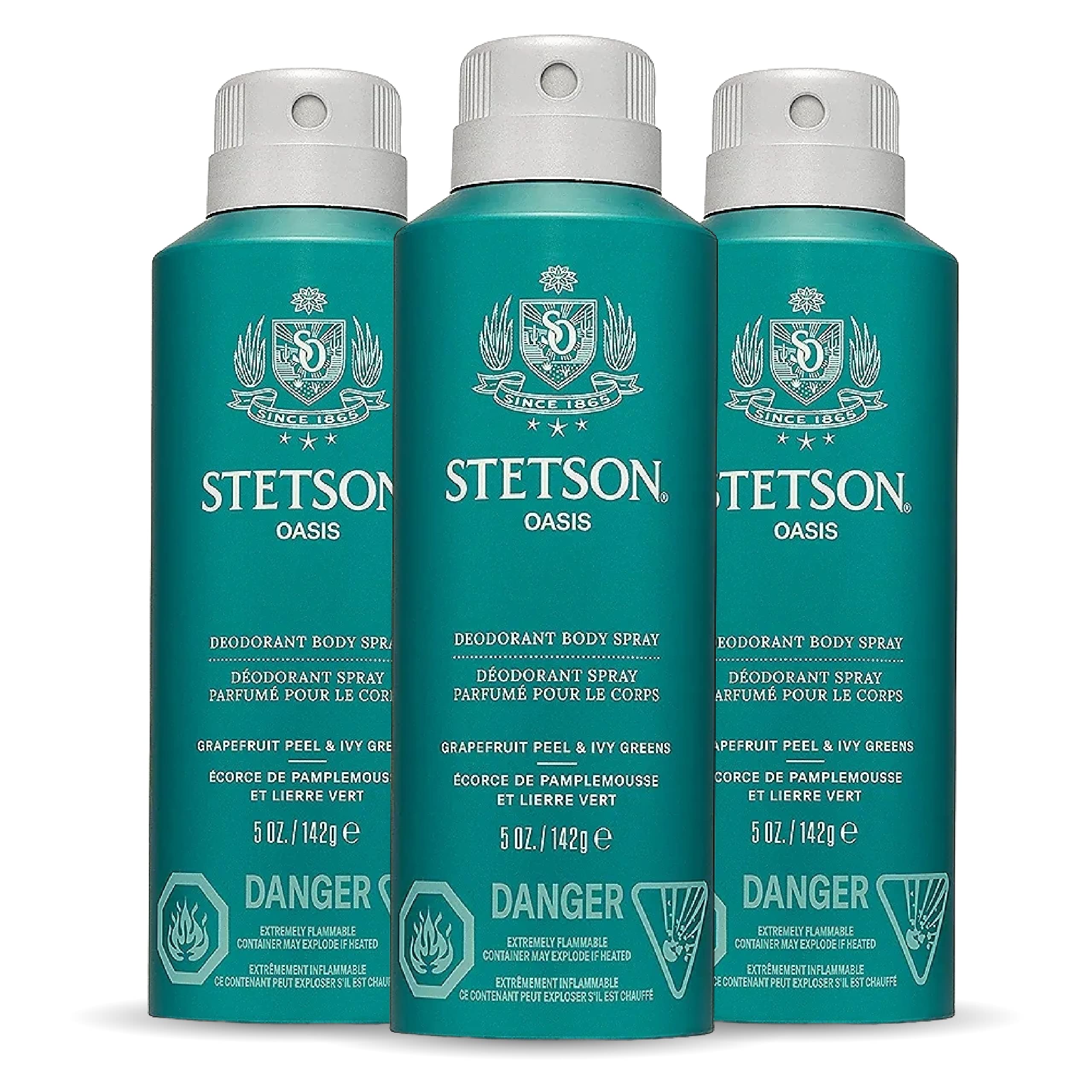 STETSON All Day Body Spray for Men by SCENT BEAUTY - Oasis 3-Pack (5 oz each)
