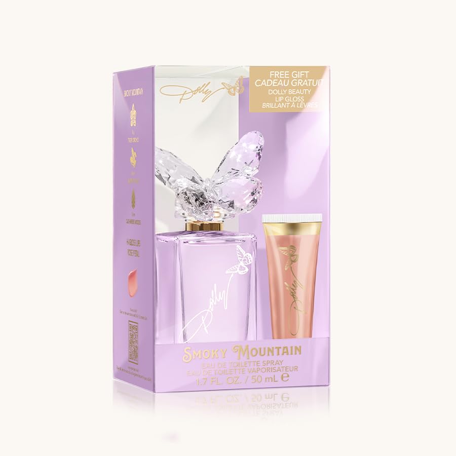 SCENT BEAUTY Dolly Parton Smoky Mountain EDT & Lip Gloss – Fruity Floral Woody Scent, 1.7 fl oz