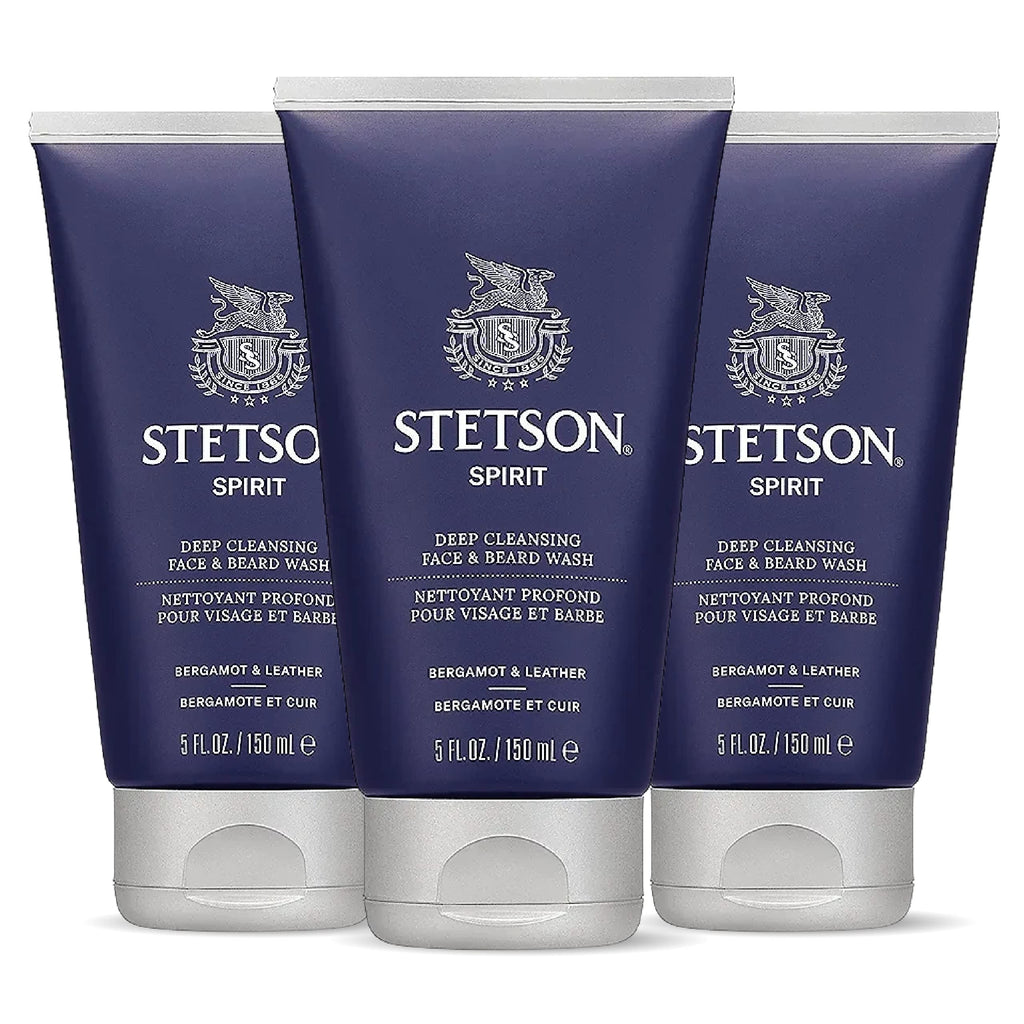 SCENT BEAUTY Stetson Deep Clean Face & Beard Wash – Spirit, 5 oz, 3 Pack