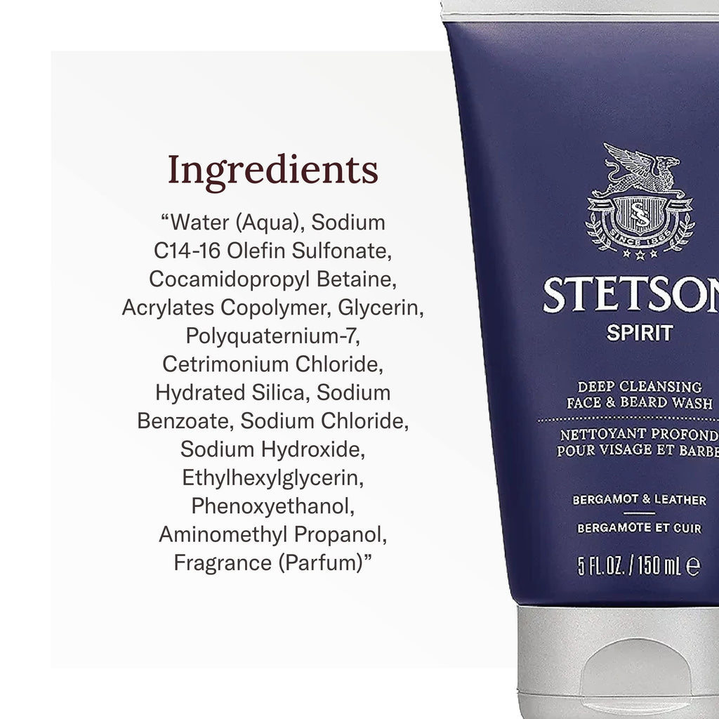 SCENT BEAUTY Stetson Deep Clean Face & Beard Wash – Spirit, 5 oz, 3 Pack